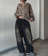 Lowkey Washing Quilting Balloon Denim Pants