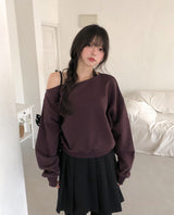 コニーワンショルダー裏起毛スウェットシャツ
