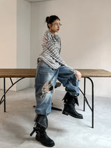 Bohemian Damage Wide Denim Pants