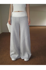 Wide banding lace bootcut pants