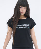 502 グリッターレタリングTシャツ - ブラック