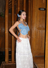 Butterfly Denim Backless Tube Top