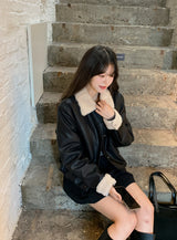 #BY Boa Collar Leather Blouson (2color)