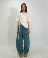 COLOR BLEACH WIDE DENIM PANTS