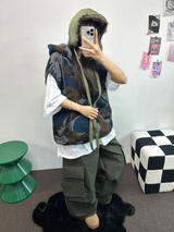 ヒーター❤カーゴオーバーロングバンディングパンツ 🩶🖤🤎💚4COLOR