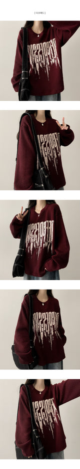 Dipp リブドニット長袖Tシャツ