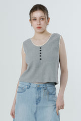 ワッフルスリーブレス_MELANGE GRAY