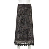 chiffon banding leopard long skirt