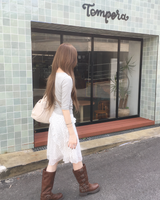 Dot frill midi skirt