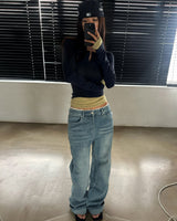 Lace Patina Denim Pants