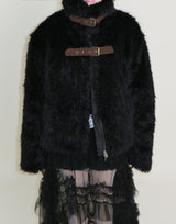 Rachel Two-Belt Detail Short Length Fur Jacket (Lining Quilted)