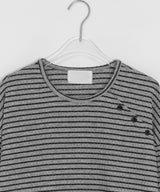 ビーダイアゴナルヘンリーネックボーダー長袖Tシャツ
