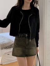 #Suede Collar Crop Jacket (3color)