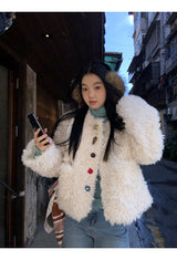 Beads Burton No Collar Round Fur Jacket