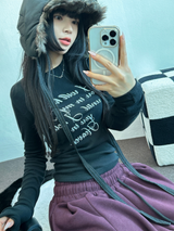 ロビン🤍プリンティングレザータトゥーロングスリーブTシャツ🩶🖤🤍3カラー
