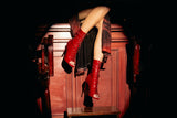 Buckle Patent Lace-Up Open Toe Heel(Red)