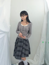 Charcoal Blend Checkered Layered Skirt