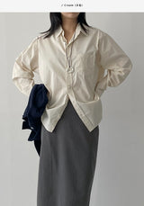 [Unisex] ソリッドコットンオーバーフィットシャツ