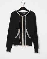 Aesha Lace Coloring Two-Way Knit Hooded Zip-Up