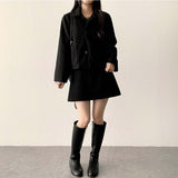  Humming Waist Banding Woolen Miniskirt