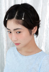 [2SET] petit flower hair pin - silver