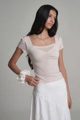 Fairy Lace layered Top, Milk Beige