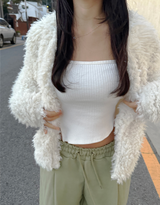 (65% COTTON/INNER ITEM) ベーシックストレッチリブアシンメトリークロップチューブトップ - 2 COLOR