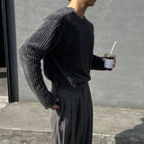 LMNアンゴラショルダーバートンストライプロングスリーブT(3 colors)