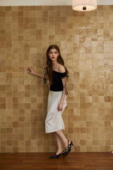 TINY DOT SLIT SKIRT / WHITE