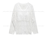 [Cup sleeveless + Belt set] サマーボヘミアンネットニットセット