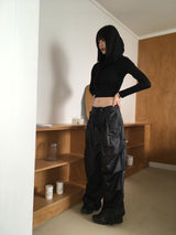 Bloomer draped slim crop hooded sweatshirt