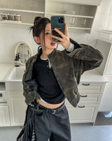 Camouflage Crop Rider Jacket