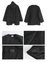 Charcoal quilted round muffler jacket