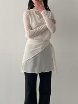 Ocean Tencel See-through Round Neck T-shirt