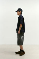 エイジスプラッターカーペンターデニムショーツ(Washed Black)
