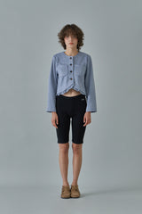 Frill crop jacket_skyblue