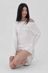 Soft Club one-shoulder sweatshirt, White