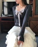ノウズリボンディープスリムトップ