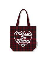 Check pattern heart logo eco bag red (FCE5BG007P)
