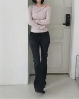 dark black washing pintuck bootcut denim pt