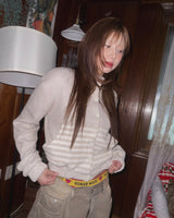 (2color) Waffle Stripe High Neck Bomber Cardigan