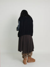 Hakata Stripe Coloring String Knitwear Zip-Up