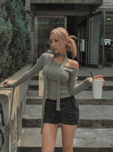 Linna Unbalanced Shoulder Scarf Long Sleeve