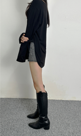 (BASIC ITEM♥/BEST VALUE♥) 3 COLORS ストレッチUネックルーズフィット長袖Tシャツ