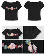Real Flower Black Short Sleeve Tee