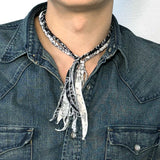 [hand made] paisley bandana knot necklace black