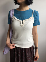 オッティ フリル ボタン ノースリーブ トップ (3color)