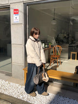 Bigget Collar Wool Mustang Fur Jacket