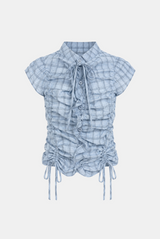 Meira Check Shirring Blouse