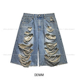 Raw Destroyed Bermuda Denim Pants